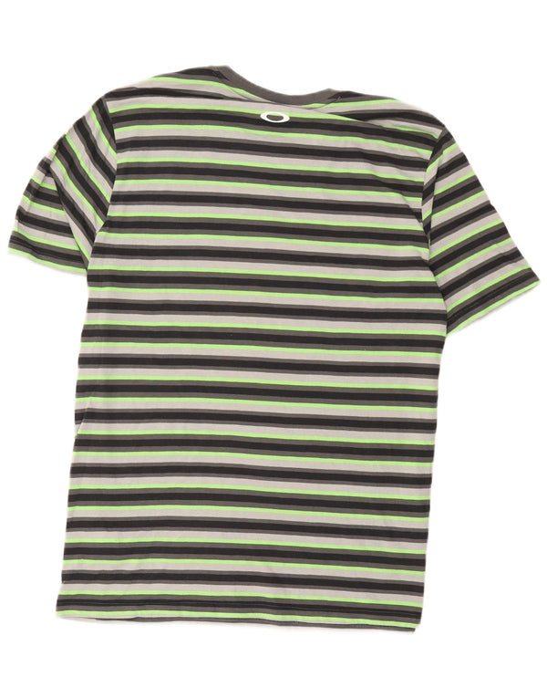 Oakley Mens Regular Fit T-Shirt Top XL Green Striped Cotton