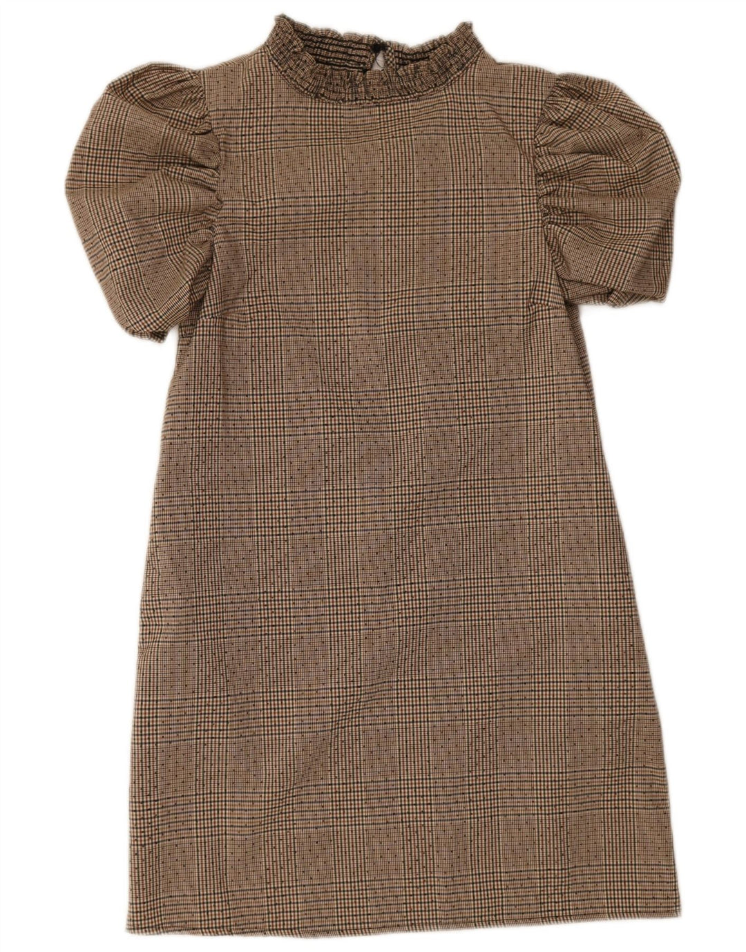 Zara Womens Basic Dress UK 6 XS Beige Houndstooth