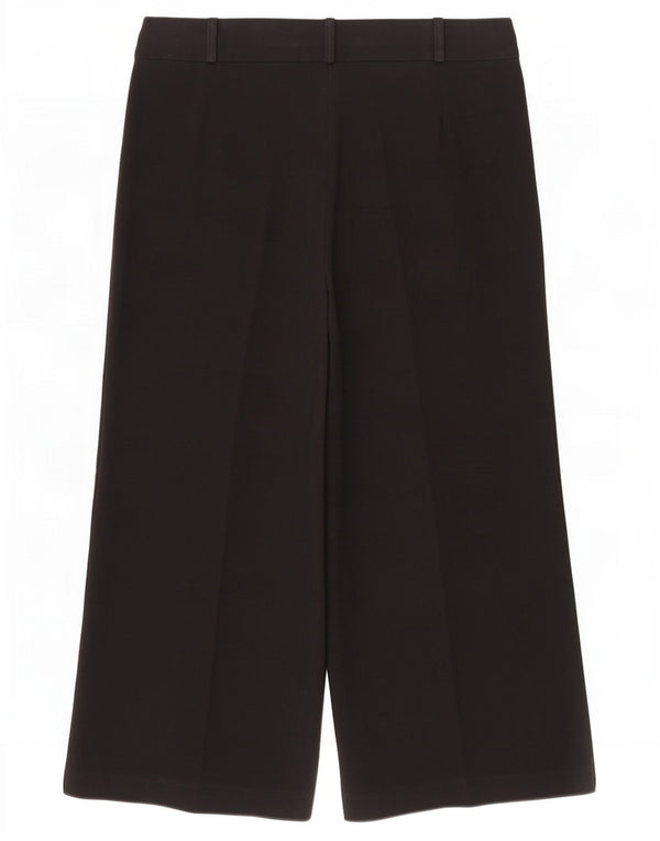 Marks & Spencer Womens Wide Leg Cropped Trousers UK 14 Large W34 L24 Black
