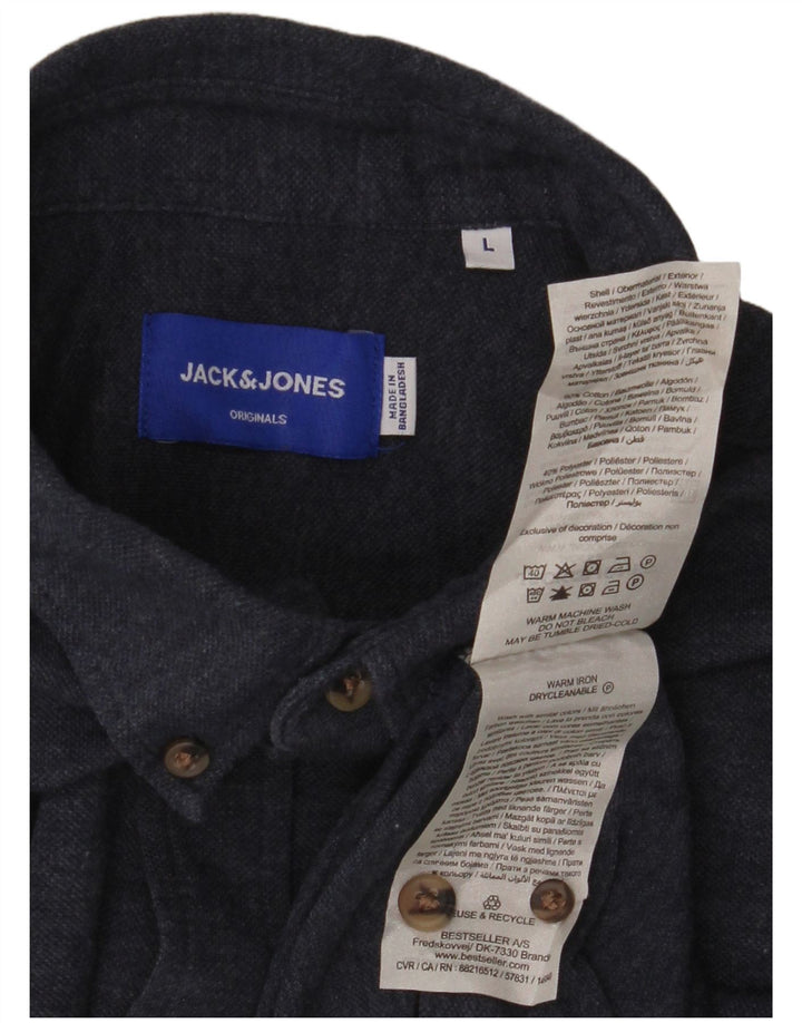 Jack & Jones Mens Shirt Large Navy Blue Cotton