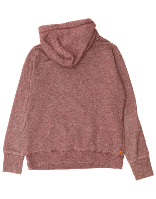 Superdry Womens De Luxe Graphic Hoodie Jumper UK 16 Large Brown Flecked