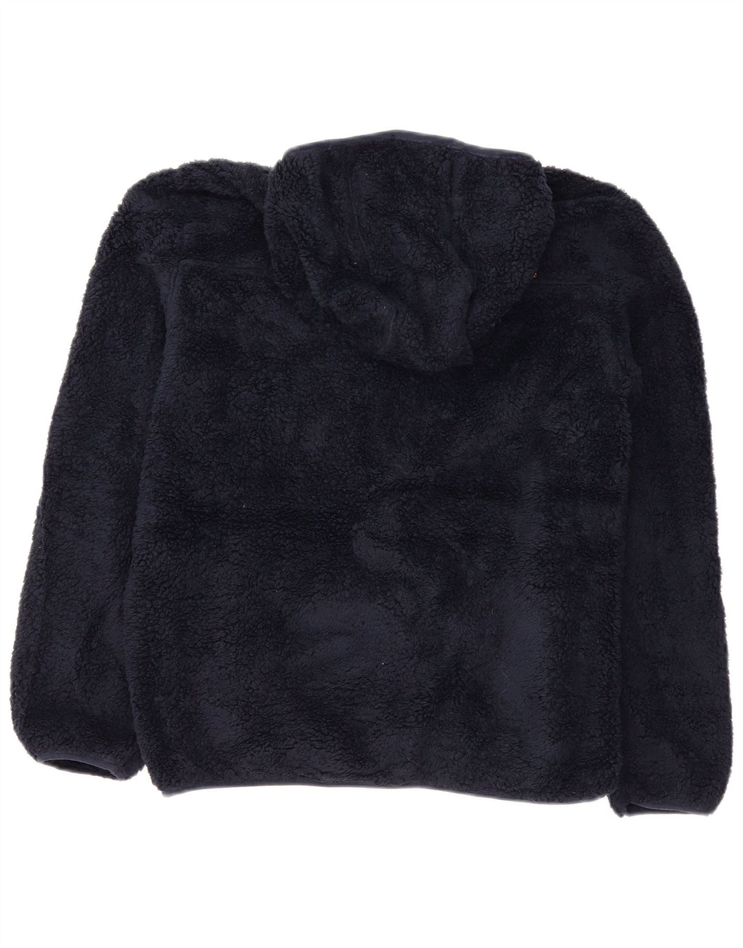 EDDIE BAUER Boys Hooded Fleece Jacket 15-16 Years XL Navy Blue Polyester