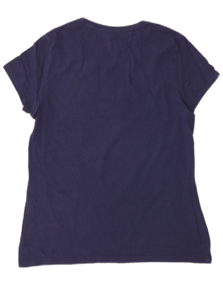 Levi's Womens Graphic T-Shirt Top UK 14 Large Navy Blue Cotton