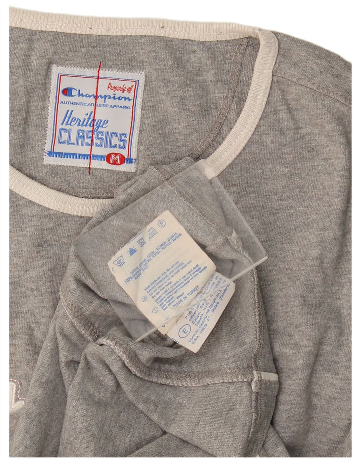 Champion Womens Heritage Classics Graphic Top Long Sleeve UK 14 Medium Grey