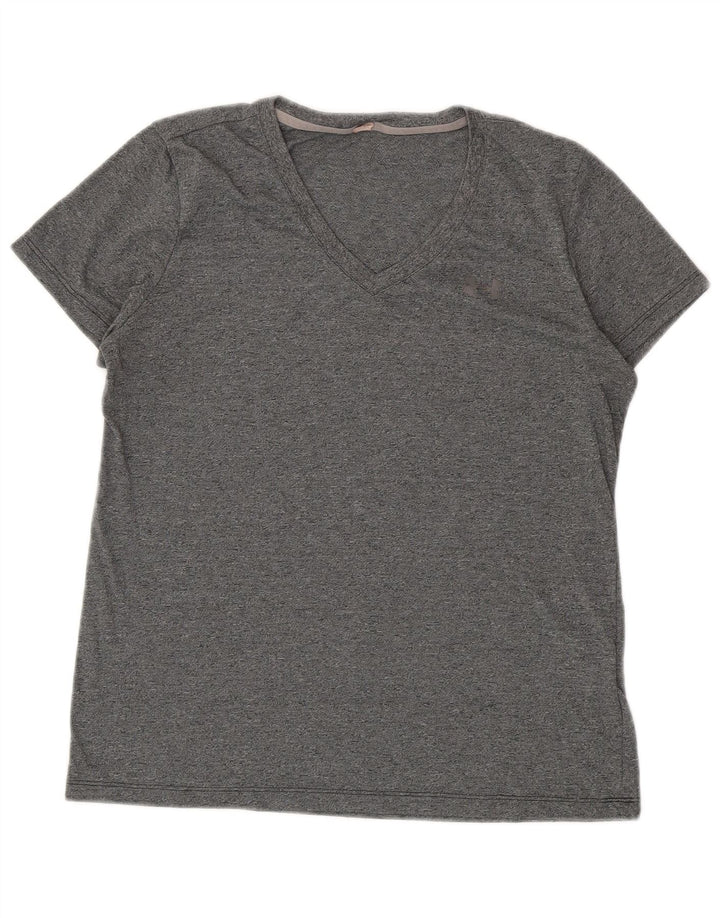 UNDER ARMOUR Womens T-Shirt Top UK 14 Medium Grey Flecked Polyester