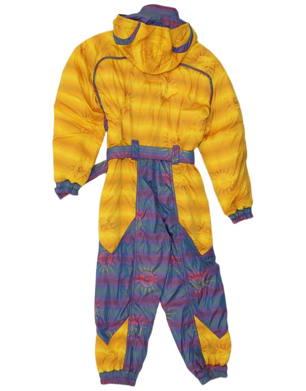Ellesse Womens Graphic Hooded Ski Jumpsuit UK 14 Large Yellow Colourblock