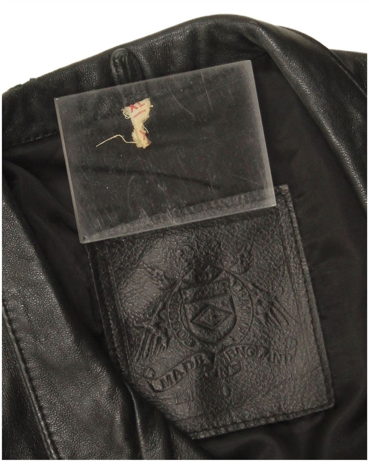 Vintage Womens Leather Coat UK 18 XL Black Leather