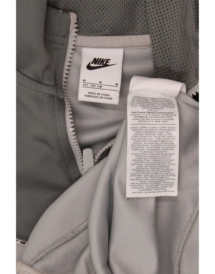 Nike Boys Zip Hoodie Sweater 10-11 Years Medium Grey Colourblock Polyester