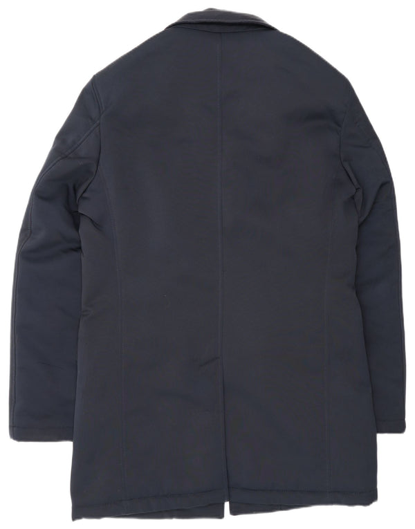 David Hamilton Mens Kampione Overcoat IT 46 Small Navy Blue Polyester