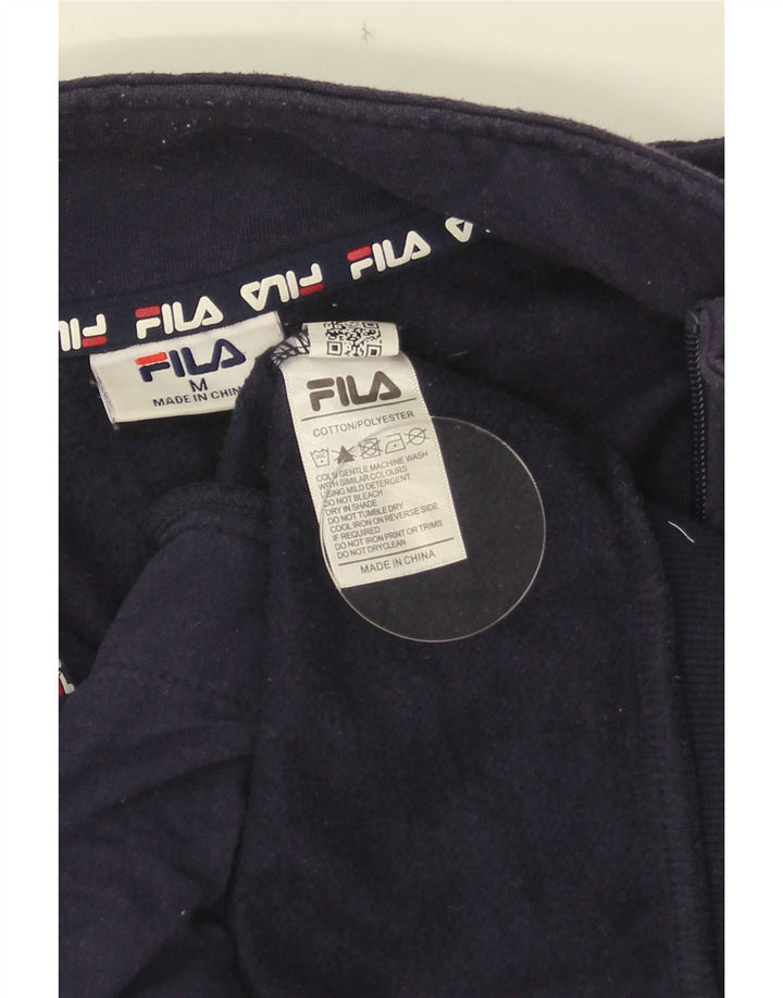 Fila Mens Graphic Zip Neck Sweatshirt Jumper Medium Navy Blue Colourblock