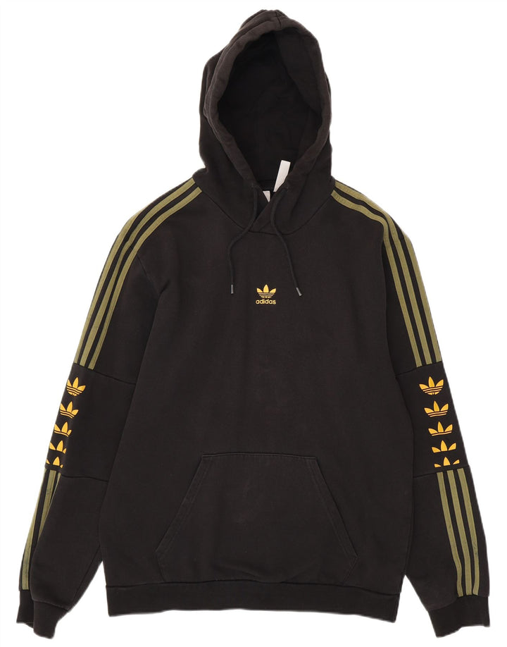 ADIDAS Mens Graphic Hoodie Jumper Medium Black Cotton