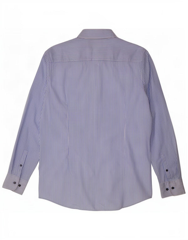 Hugo Boss Mens Slim Fit Shirt Size 41 16 Large Blue Pinstripe