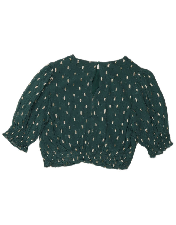 Boden Womens Crop Blouse Top UK 12 Medium Green Flecked Viscose