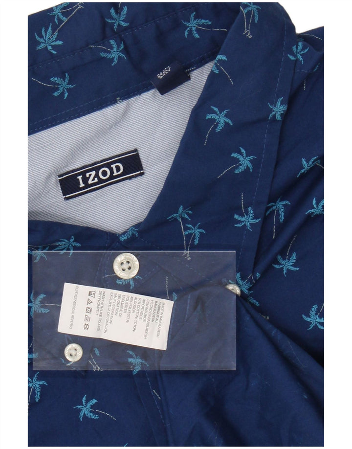 IZOD Mens Short Sleeve Shirt 3XL Blue Floral Cotton