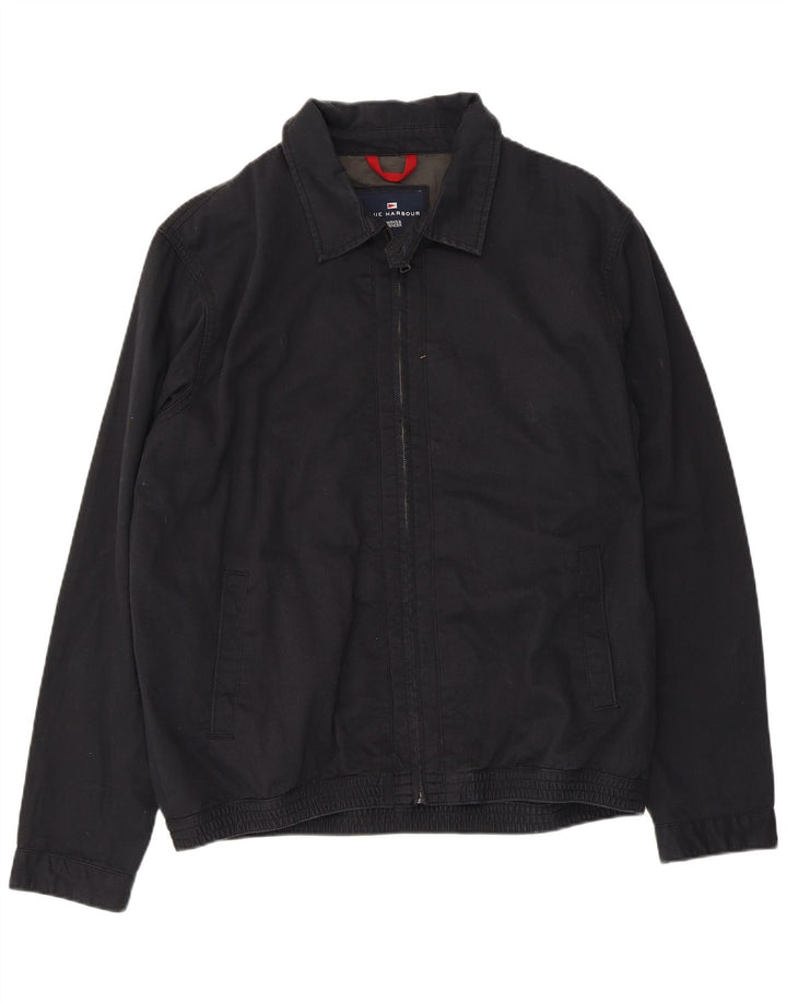 Marks & Spencer Mens Blue Harbour Bomber Jacket UK 40 Large Black Cotton
