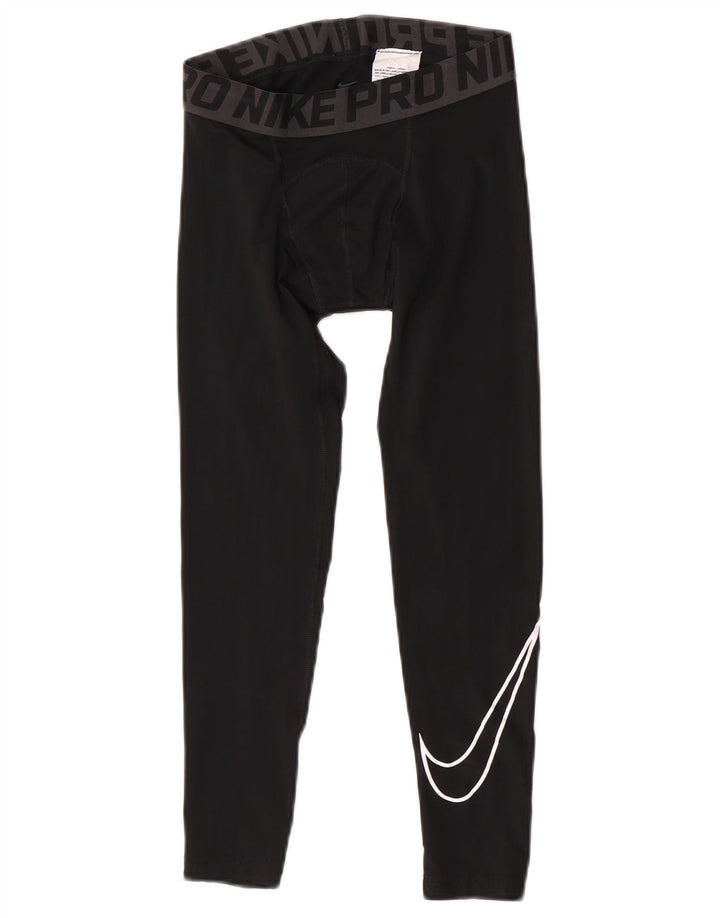 Nike Boys Compression Graphic Leggings 10-11 Years Medium Black Polyester