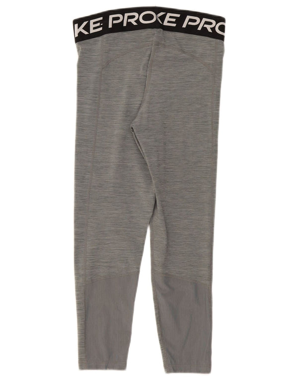 Nike Womens Dri Fit Capri Graphic Leggings UK 14 Medium Grey Flecked Sports