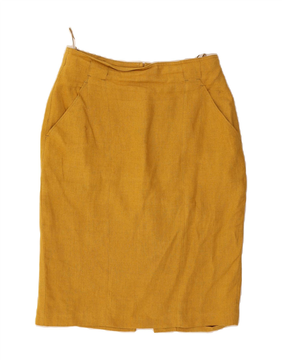 ROSNER Womens Pencil Skirt EU 40 Medium W30  Yellow Linen Vintage Rosner and Second-Hand Rosner from Messina Hembry 