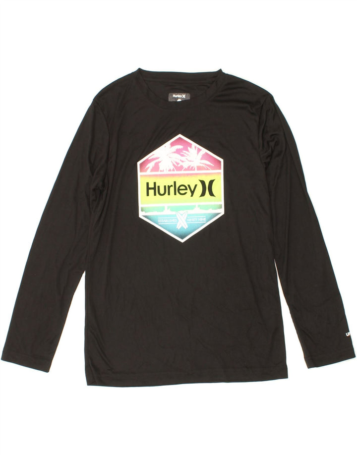 HURLEY Boys Graphic Top Long Sleeve 10-11 Years Black Polyester Vintage Hurley and Second-Hand Hurley from Messina Hembry 