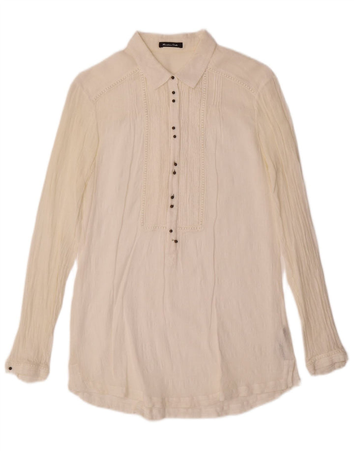 MASSIMO DUTTI Womens Pullover Shirt UK 12 Medium Off White Cotton