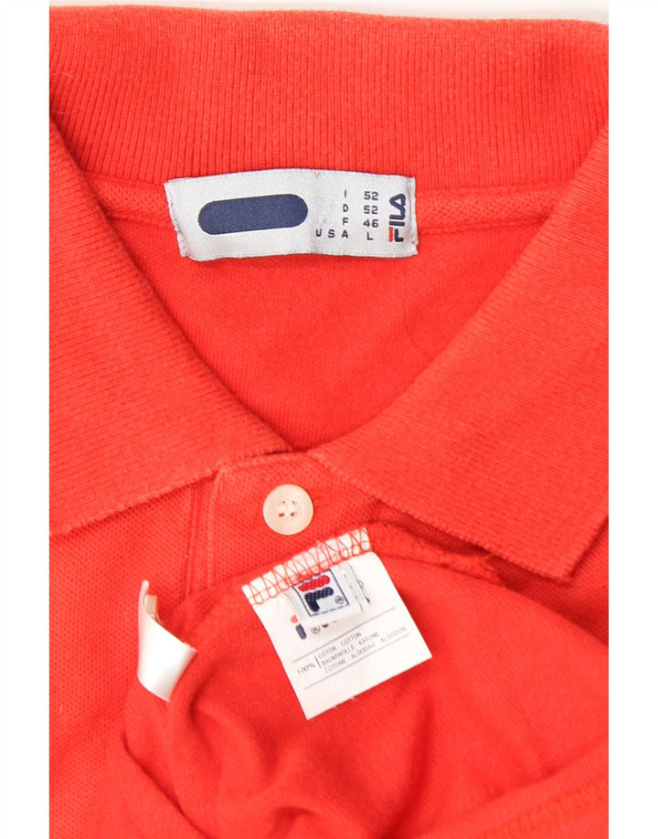 FILA Mens Polo Shirt IT 52 Large Red Cotton