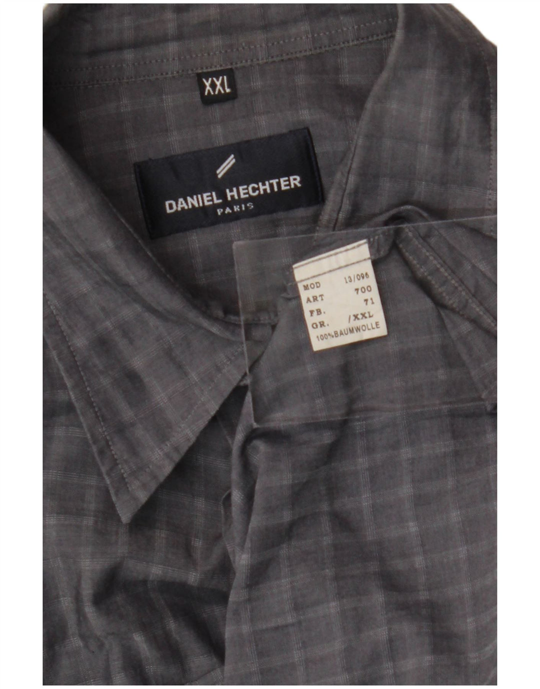 DANIEL HECHTER Mens Shirt 2XL Grey Check Cotton