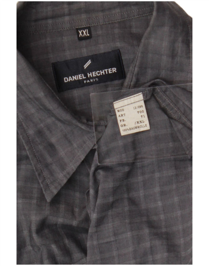 DANIEL HECHTER Mens Shirt 2XL Grey Check Cotton