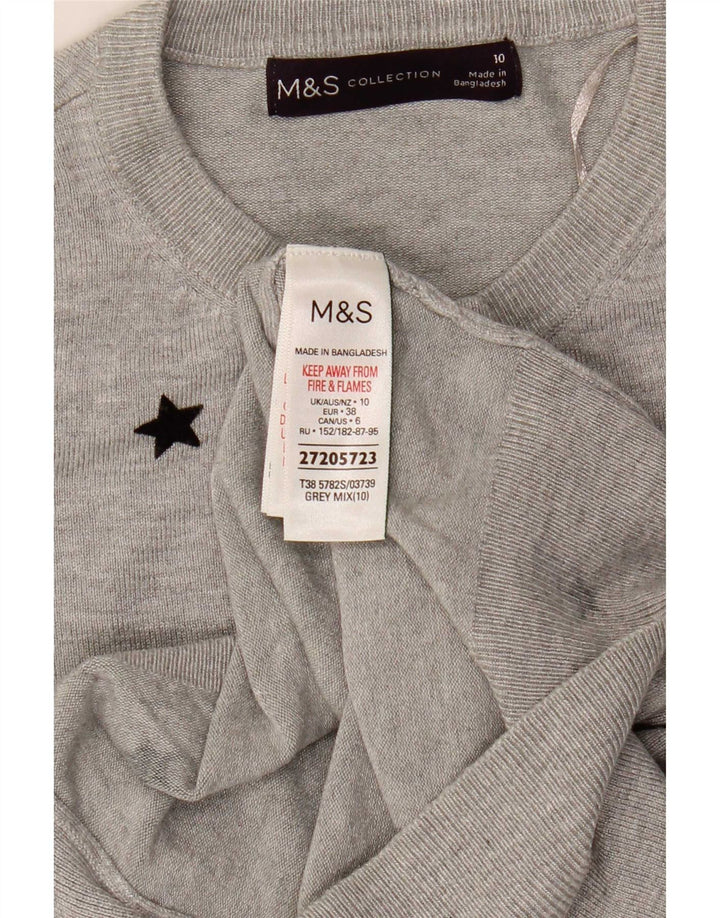 Marks & Spencer Womens Crop Cardigan Sweater UK 10 Small Grey