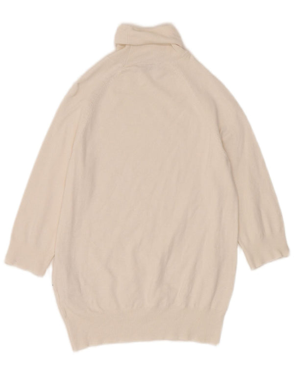 Zara Womens 3/4 Sleeve Roll Neck Jumper Sweater UK 8 Small Off White