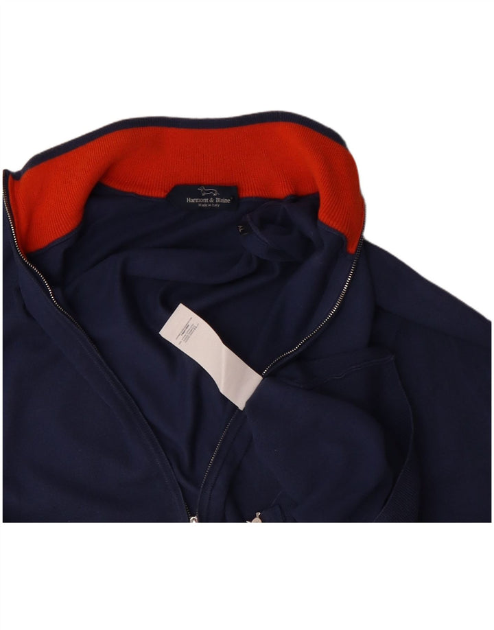 Harmont & Blaine Mens Cardigan Sweater XL Navy Blue Cotton