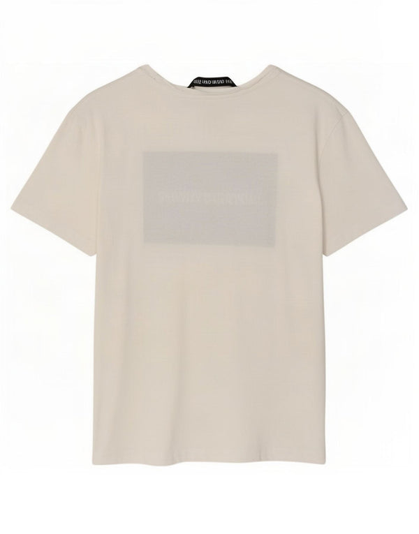 Calvin Klein Jeans Womens Graphic T-Shirt Top UK 6 XS White Cotton