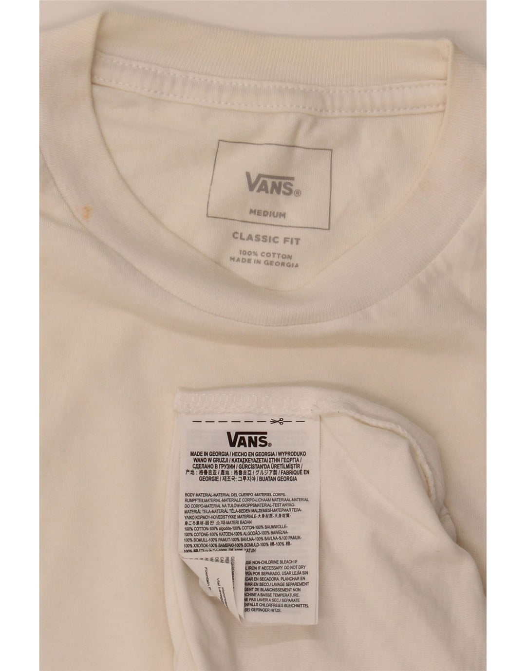 VANS Mens Classic Fit T-Shirt Top Medium White