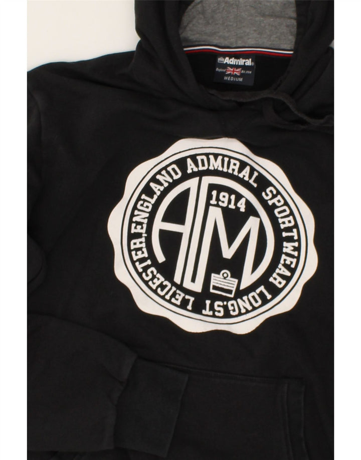 ADMIRAL Mens Graphic Hoodie Jumper Medium Black