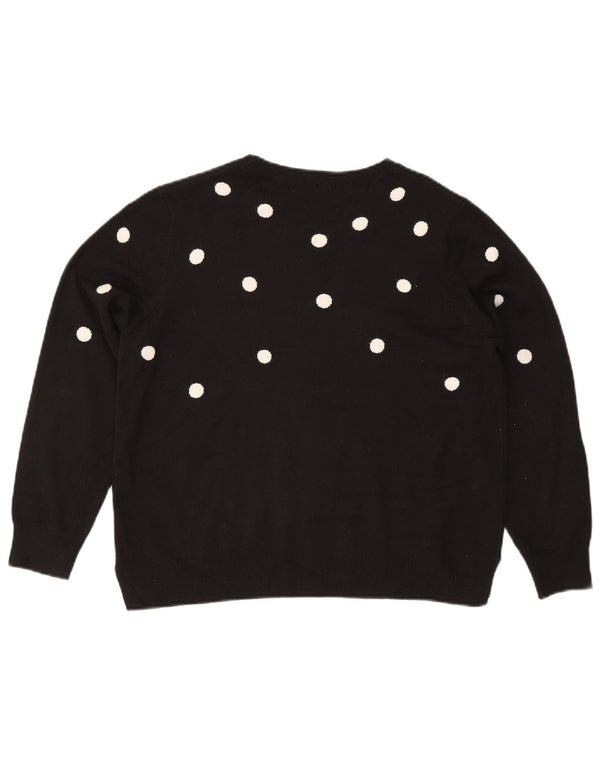 Marks & Spencer Womens Boat Neck Jumper Sweater UK 16 Large Black Spotted