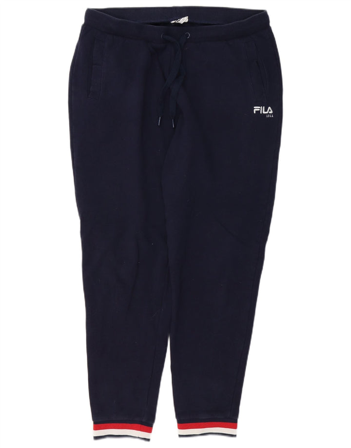 FILA Womens Tracksuit Trousers Joggers UK 14 Large Navy Blue Cotton