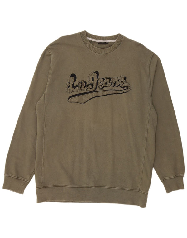 Lee Mens Graphic Sweatshirt Jumper Medium Khaki Cotton