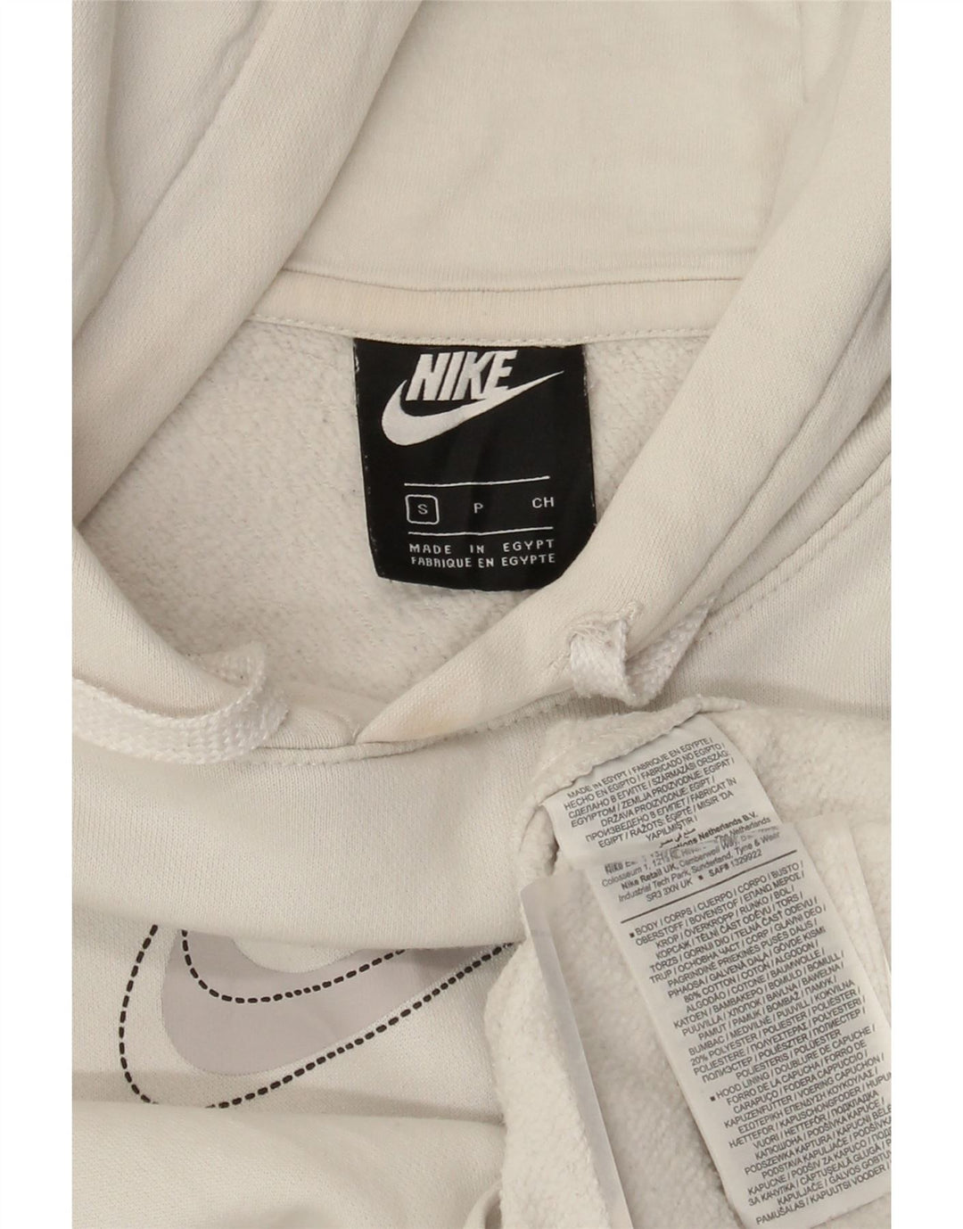 Nike Mens Graphic Hoodie Jumper Small White Cotton