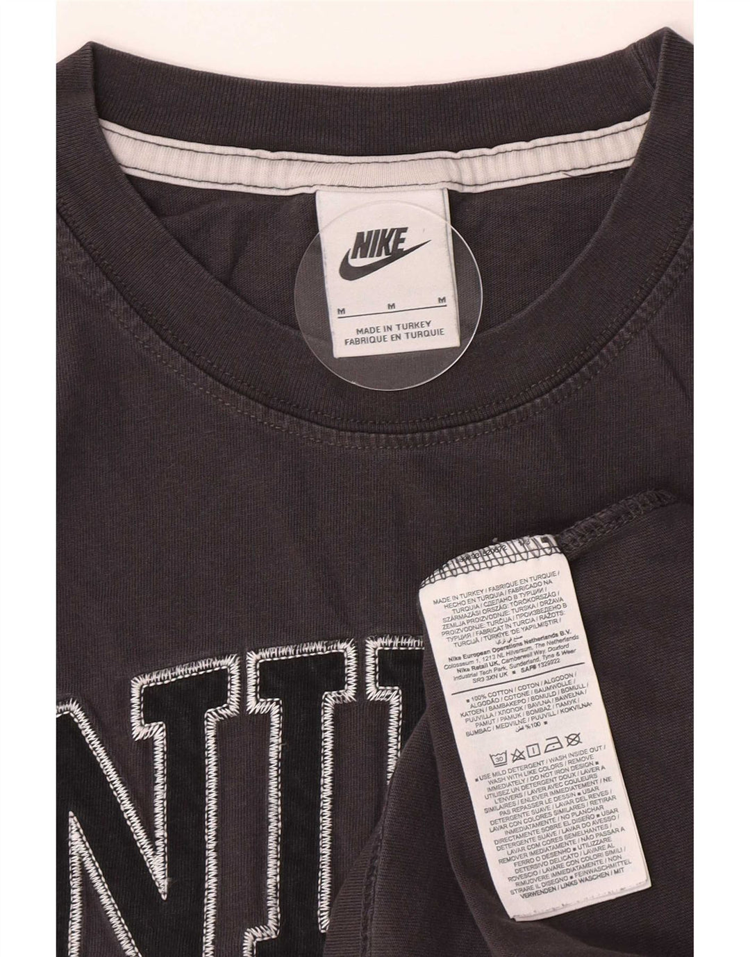 Nike Mens Graphic T-Shirt Top Medium Grey Colourblock Cotton