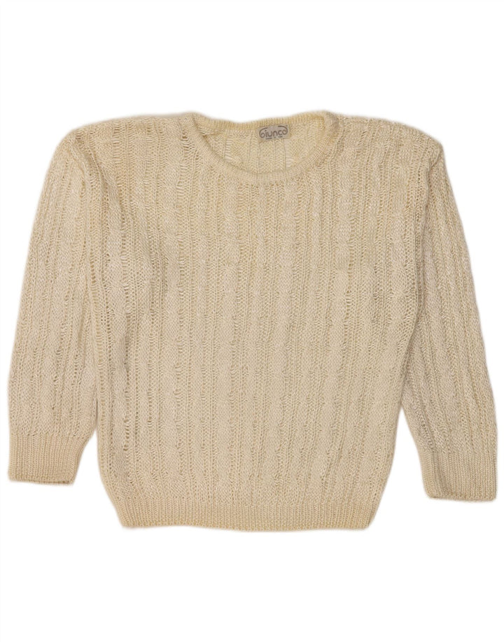 Giunco Womens Crew Neck Jumper Sweater UK 14 Medium Off White