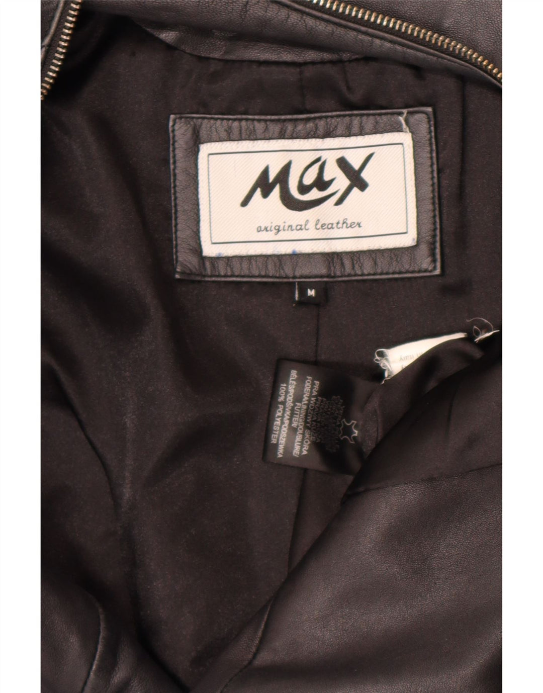 Max Womens Crop Biker Leather Jacket UK 12 Medium Black Leather