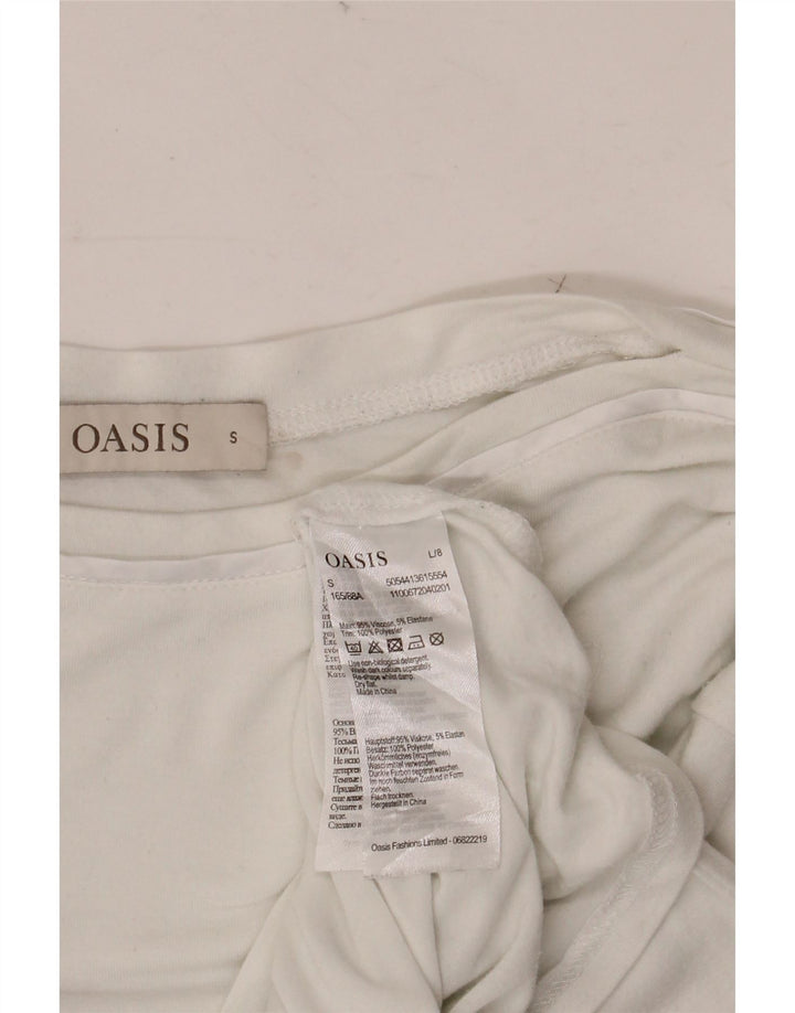 OASIS Womens Top Long Sleeve UK 10 Small White Viscose