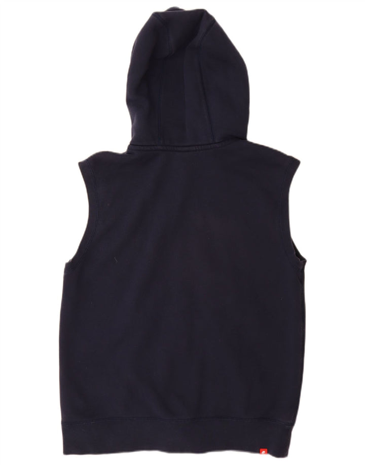NIKE Womens Sleeveless Zip Hoodie Sweater UK 16 Large Navy Blue Cotton