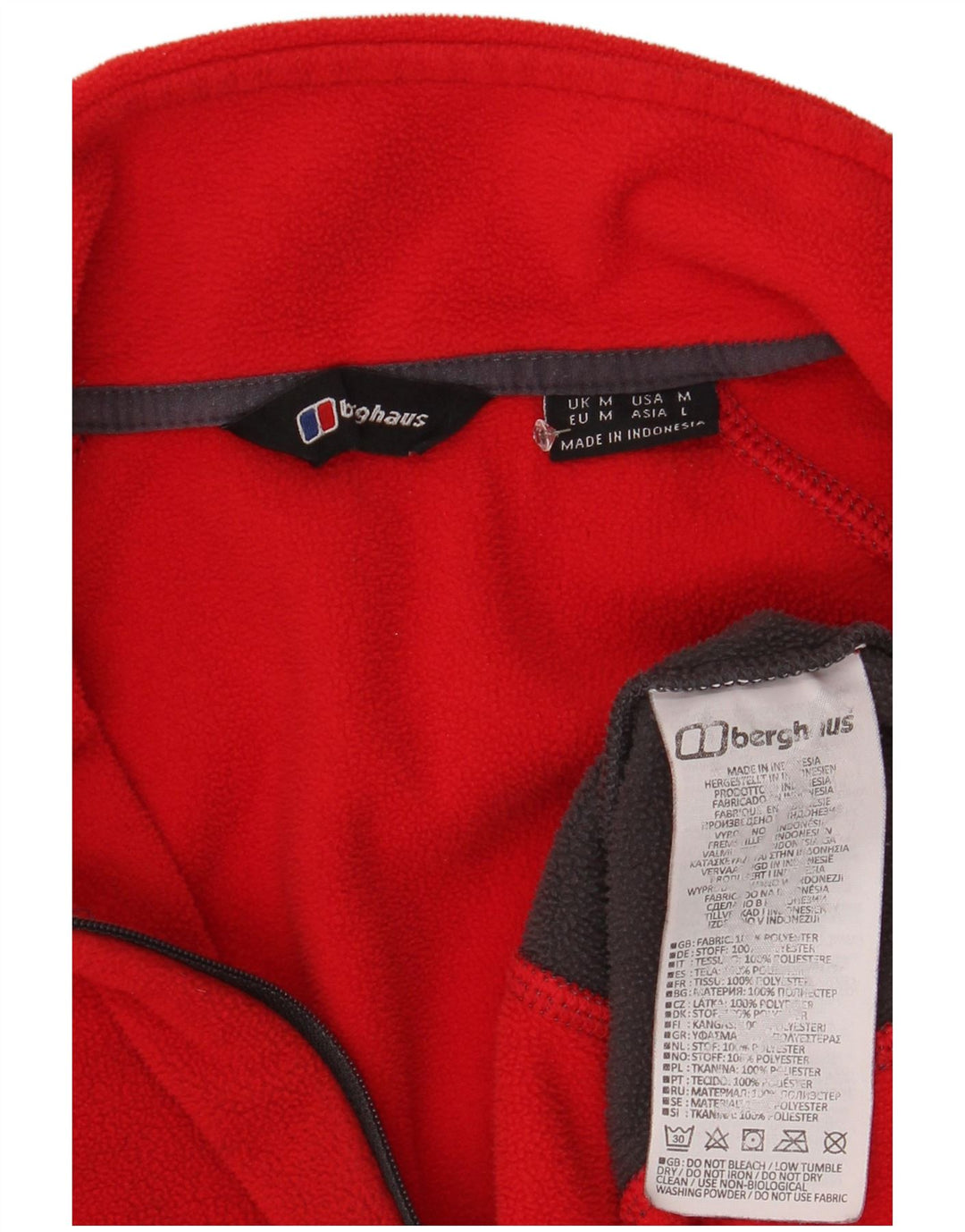 Berghaus Mens Zip Neck Fleece Jumper Medium Red Colourblock Polyester