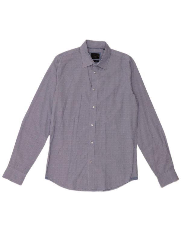 SISLEY Mens Slim Fit Shirt Size 39 15 1/2 Medium Blue Spotted