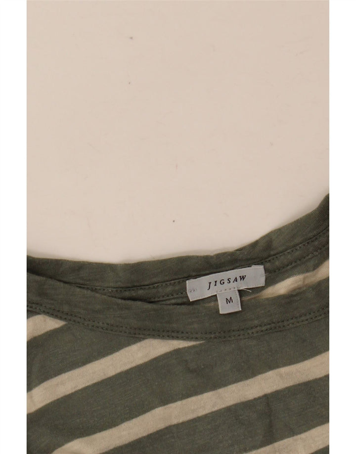 JIGSAW Womens Oversized Top Long Sleeve UK 14 Medium Green Striped