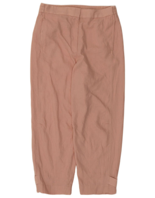 Zara Womens High Waist Tapered Cropped Trousers Medium W28 L25 Pink