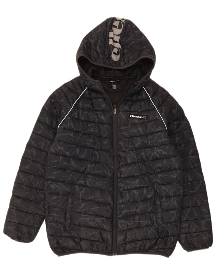 Ellesse Boys Graphic Padded Jacket 12-13 Years Black Geometric Polyester