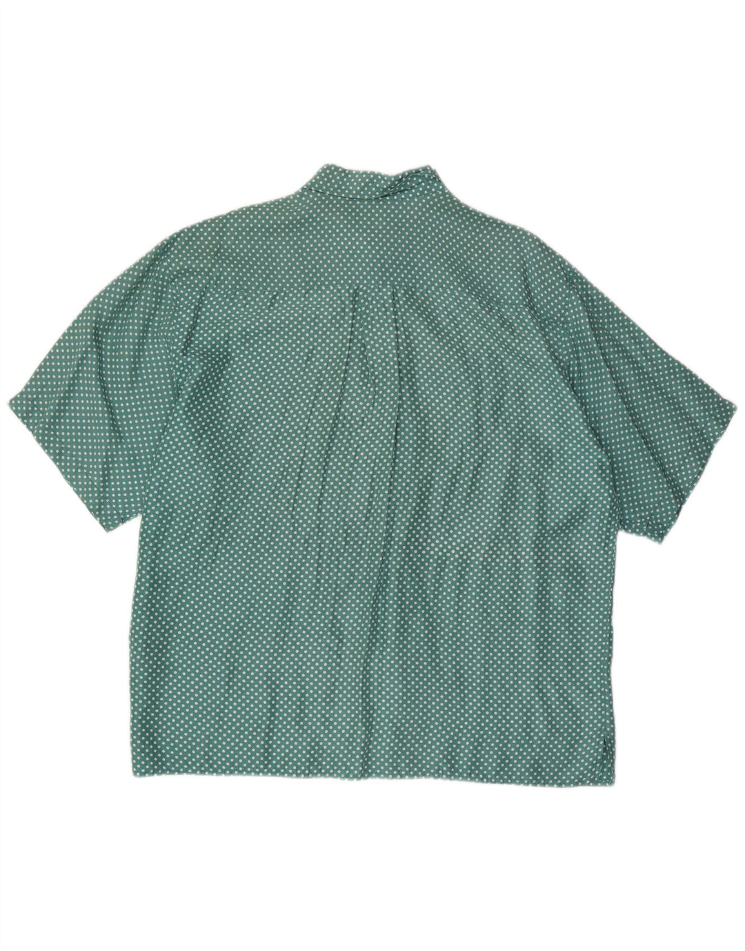VINTAGE Mens Short Sleeve Shirt XL Green Spotted Silk