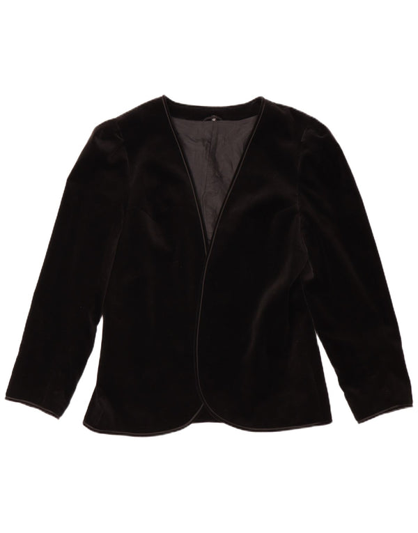 Your Sixth Sense Womens Open Velvet Blazer Jacket EU 42 Large Black