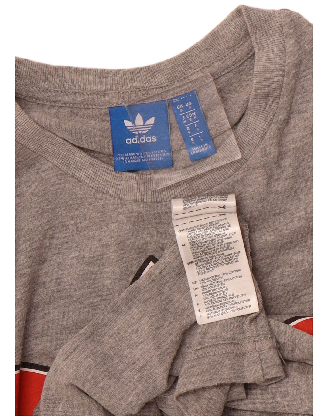 ADIDAS Womens Graphic T-Shirt Top UK 10 Small Grey Flecked Cotton